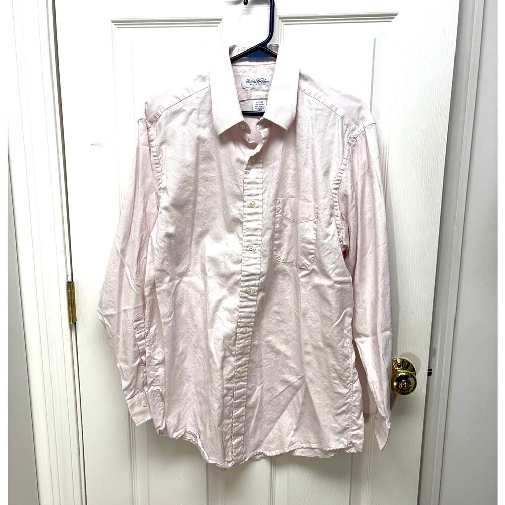 Brooks Brothers Cotton Dress Shirt, Pale Pink Pointelle, Men's Size 16 22/23